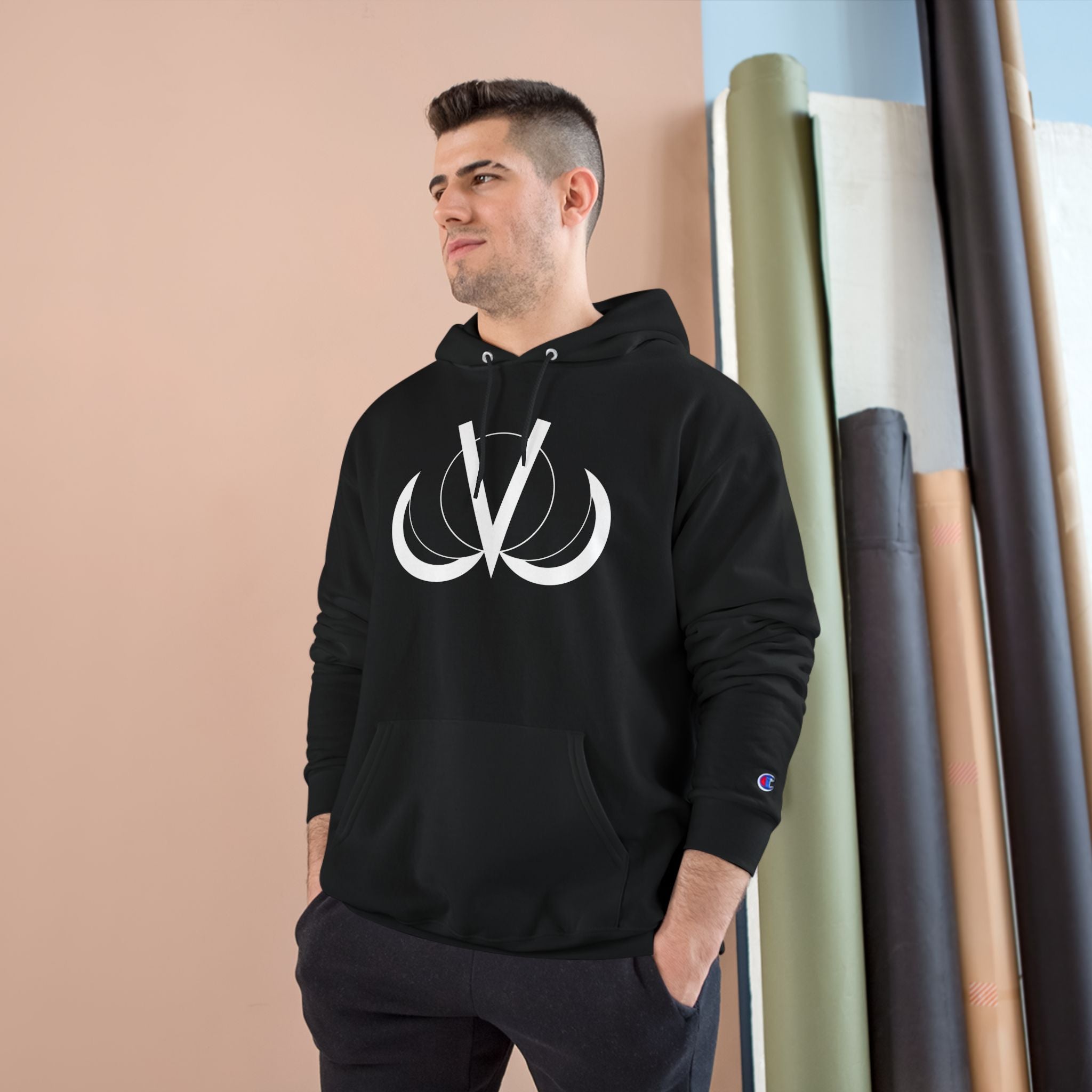 Champion Hoodie with Minimalist V Logo — Athletic Streetwear Pullover