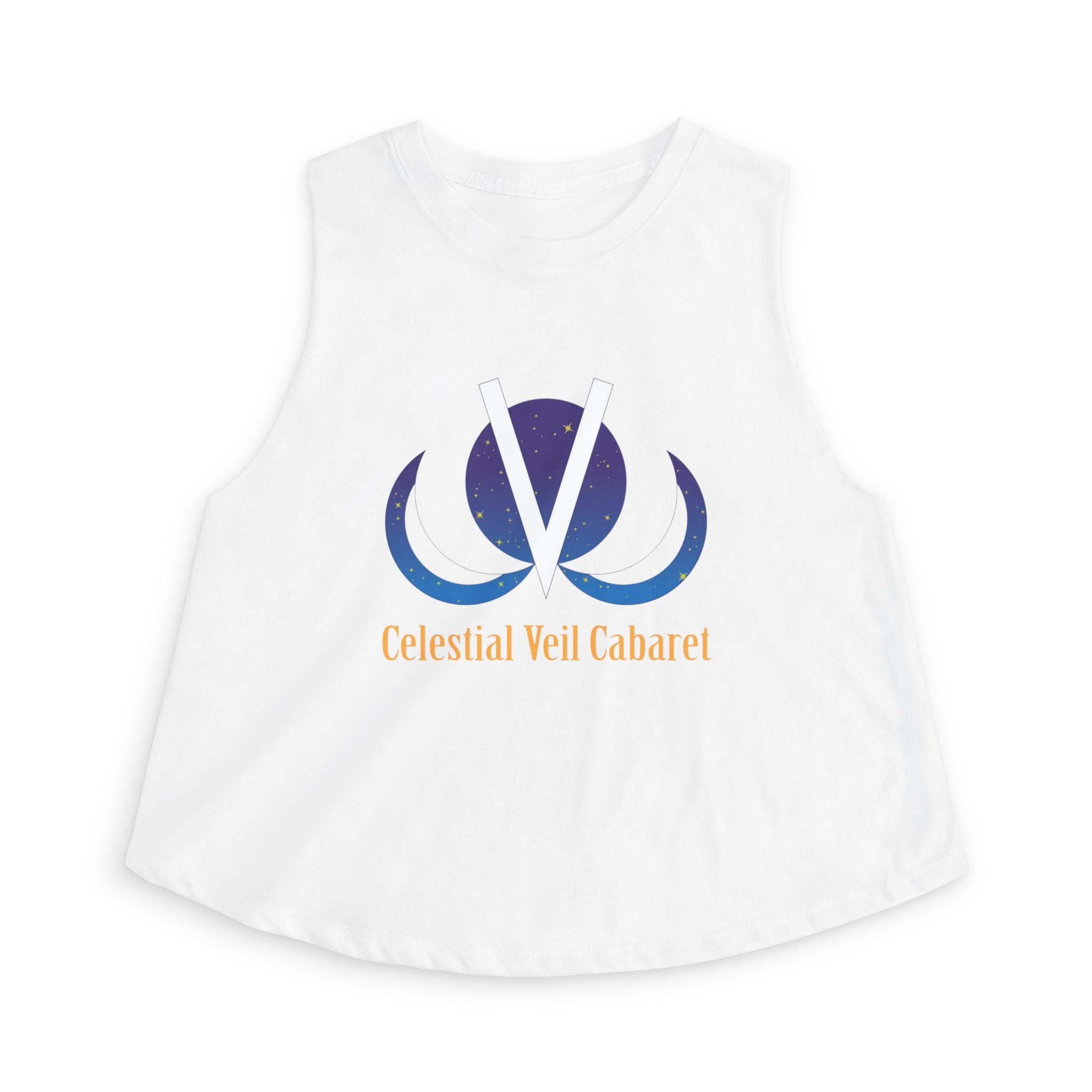 Celestial Veil Cabaret Crop Top — Moonlit Logo Women's Tank